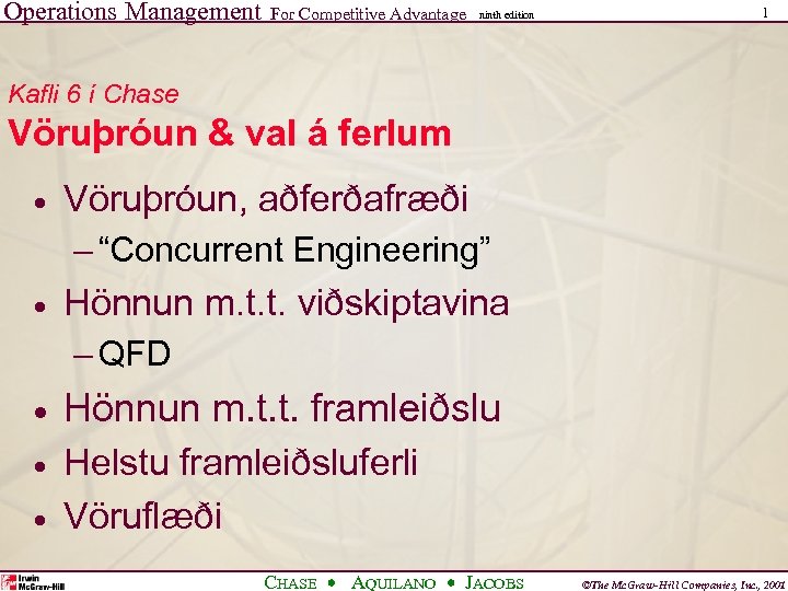 Operations Management For Competitive Advantage ninth edition 1 Kafli 6 í Chase Vöruþróun &