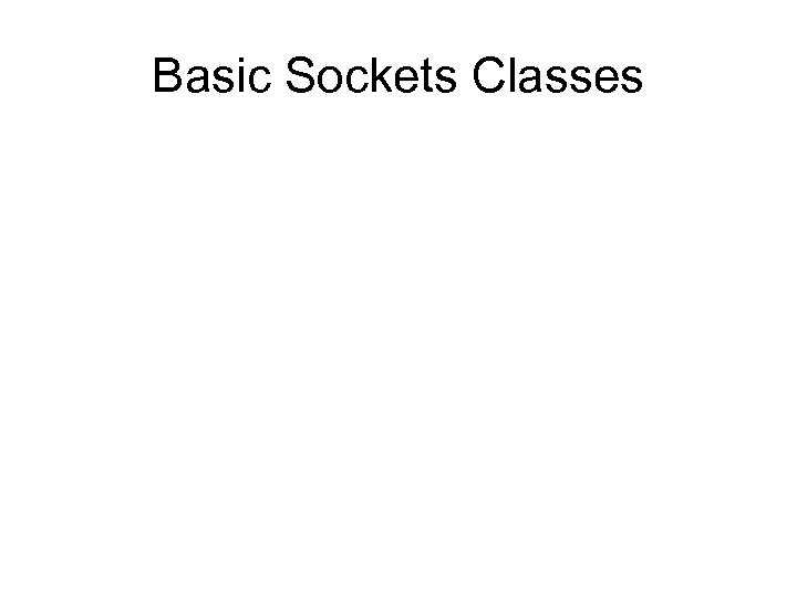 Basic Sockets Classes 