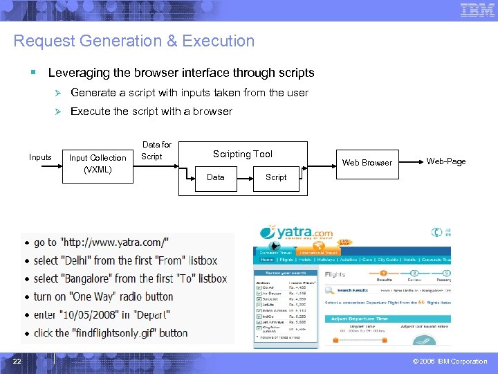 Request Generation & Execution § Leveraging the browser interface through scripts Ø Ø Inputs