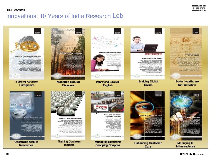 IBM Research Innovations: 10 Years of India Research Lab 39 © 2009 IBM Corporation