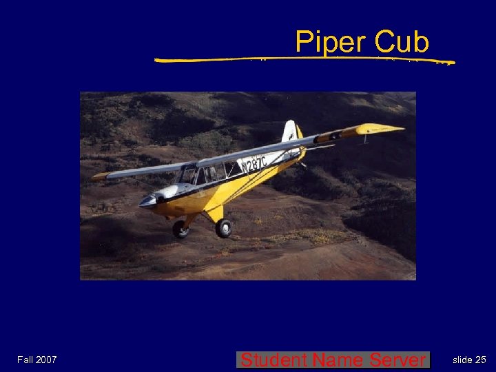 Piper Cub Fall 2007 Student Name Server slide 25 