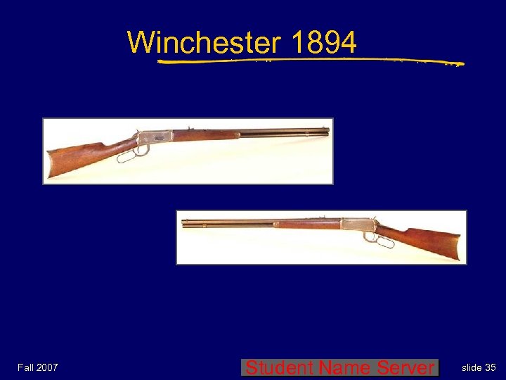 Winchester 1894 Fall 2007 Student Name Server slide 35 