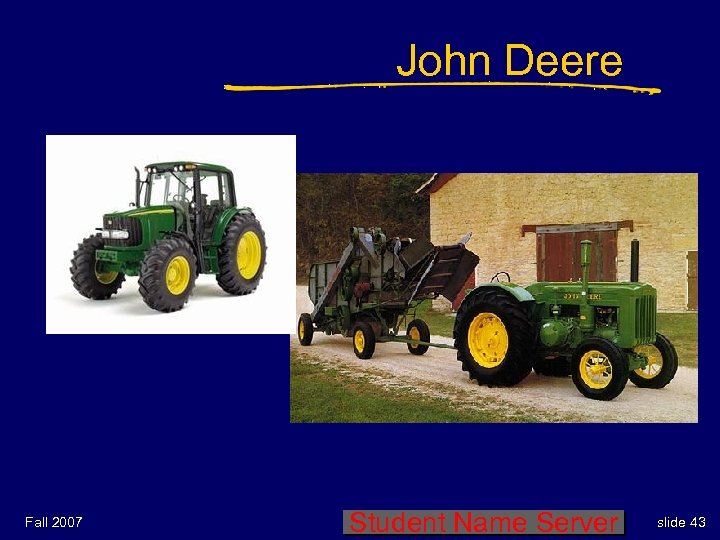 John Deere Fall 2007 Student Name Server slide 43 