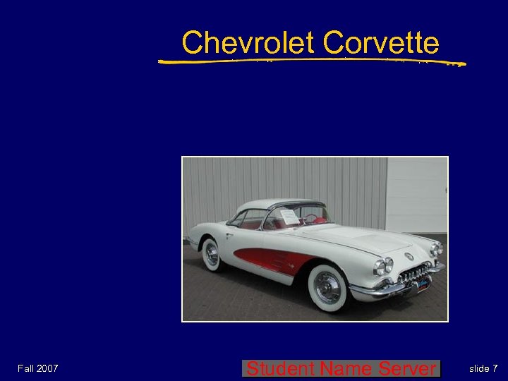 Chevrolet Corvette Fall 2007 Student Name Server slide 7 