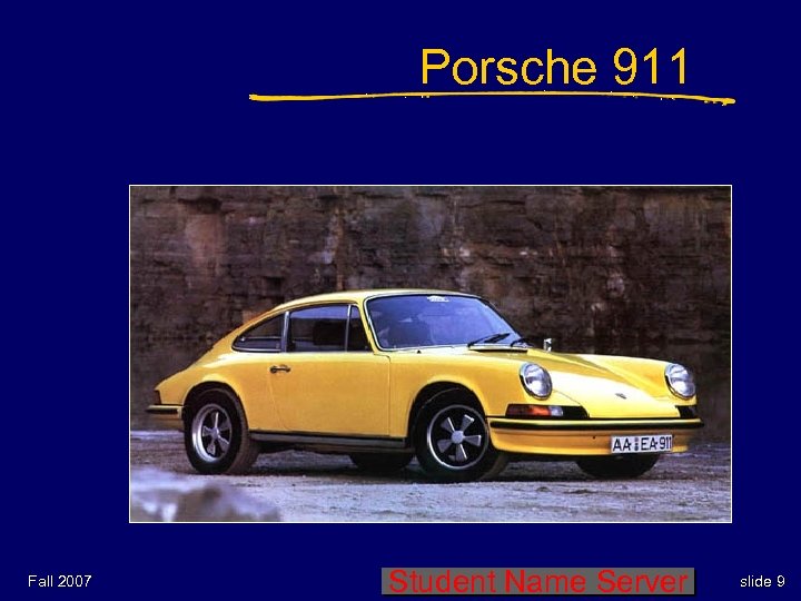 Porsche 911 Fall 2007 Student Name Server slide 9 