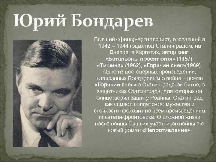 Изображение сложного пути советской интеллигенции в романах ю бондарева берег выбор игра