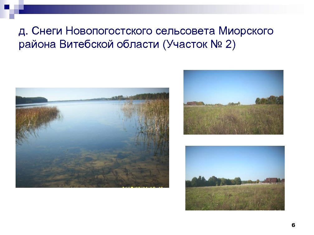 д. Снеги Новопогостского сельсовета Миорского района Витебской области (Участок № 2) 6 