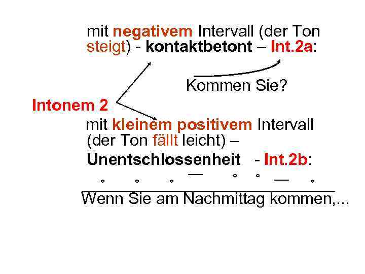 mit negativem Intervall (der Ton steigt) - kontaktbetont – Int. 2 a: Kommen Sie?