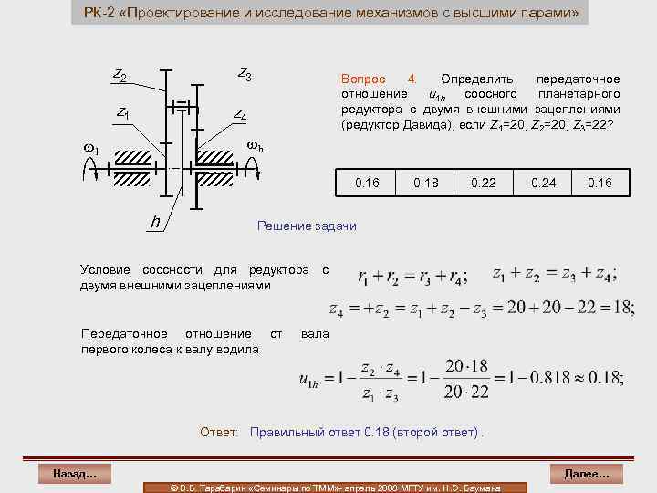 РК-2 «Проектирование и исследование механизмов с высшими парами» z 2 z 3 z 1