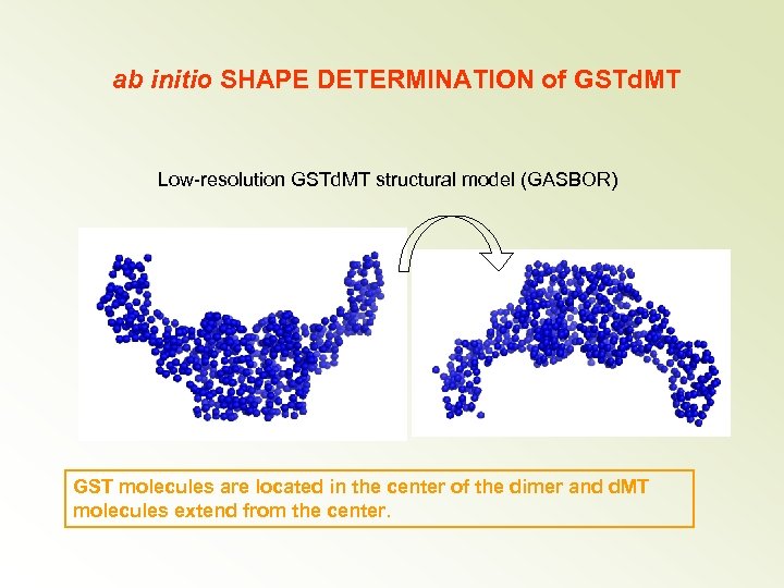 ab initio SHAPE DETERMINATION of GSTd. MT Low-resolution GSTd. MT structural model (GASBOR) GST