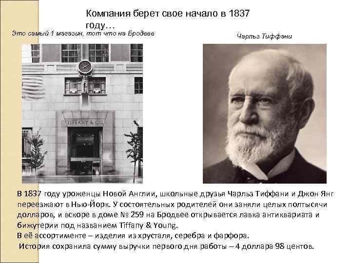 Компания берет свое начало в 1837 году… Это самый 1 магазин, тот что на