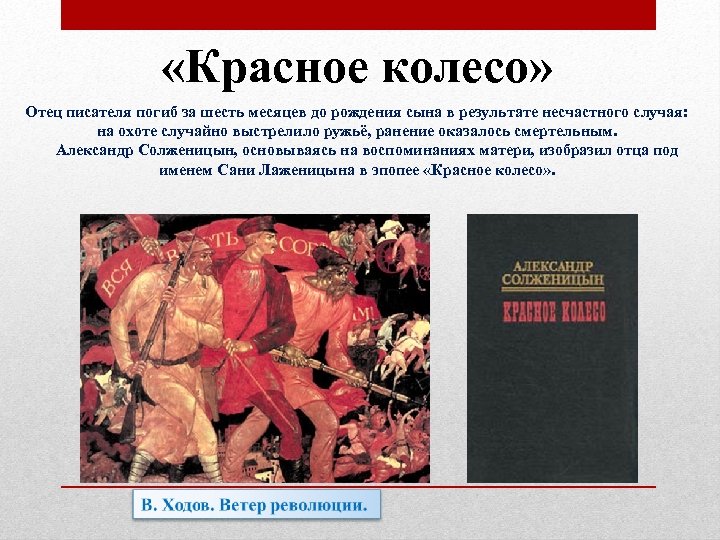 «Красное колесо» Отец писателя погиб за шесть месяцев до рождения сына в результате