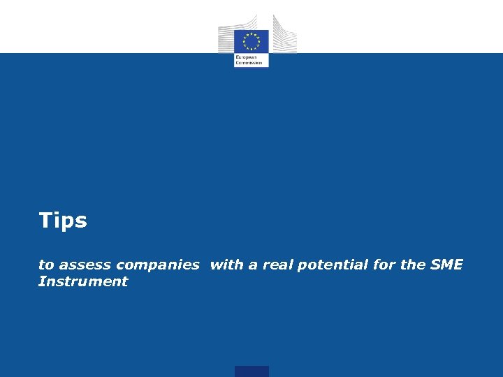 Tips to assess companies with a real potential for the SME Instrument 