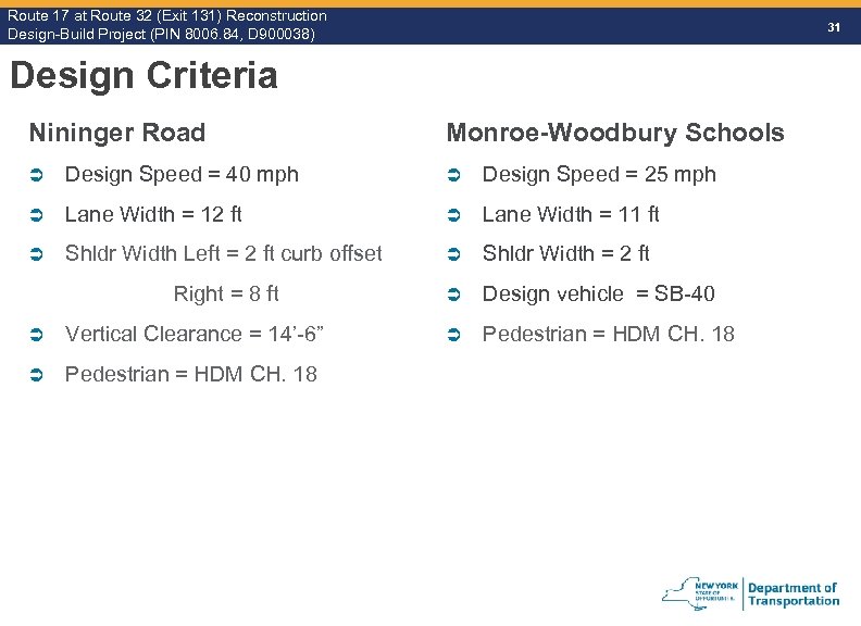 Route 17 at Route 32 (Exit 131) Reconstruction Route Design-Build Project (PIN 8006. 84,