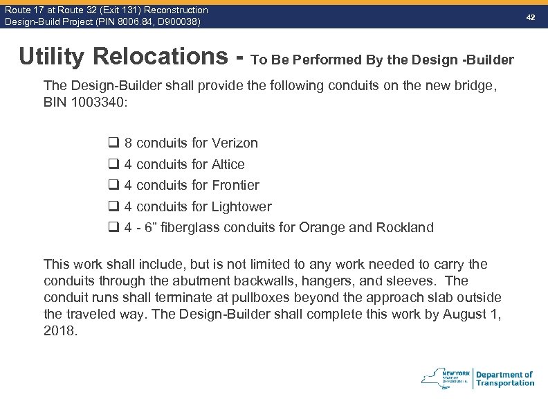 Route 17 at Route 32 (Exit 131) Reconstruction Route Design-Build Project (PIN 8006. 84,