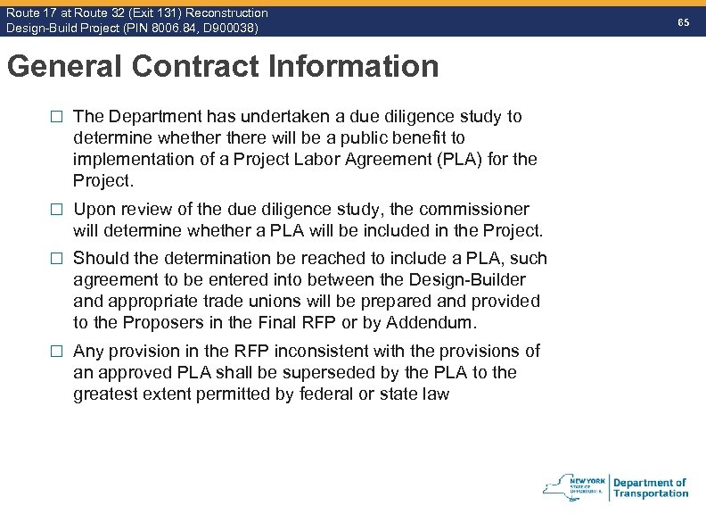 Route 17 at Route 32 (Exit 131) Reconstruction Route Design-Build Project (PIN 8006. 84,