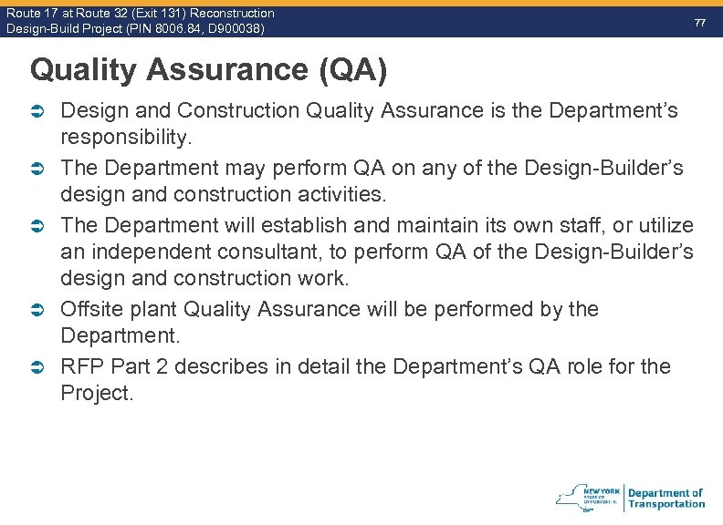 Route 17 at Route 32 (Exit 131) Reconstruction Route Design-Build Project (PIN 8006. 84,