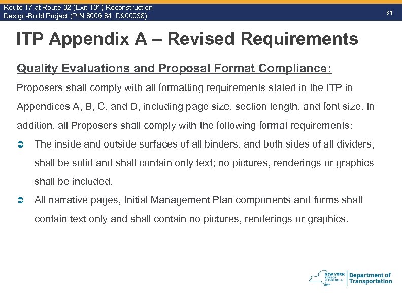 Route 17 at Route 32 (Exit 131) Reconstruction Route Design-Build Project (PIN 8006. 84,