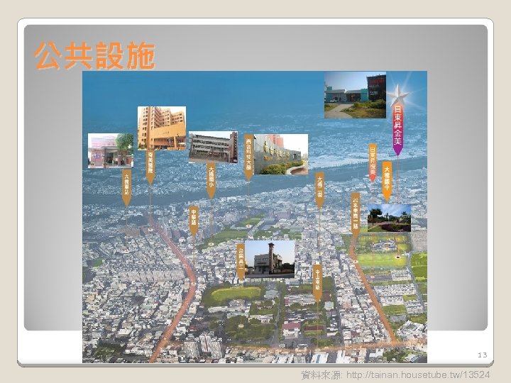 公共設施 13 資料來源: http: //tainan. housetube. tw/13524 