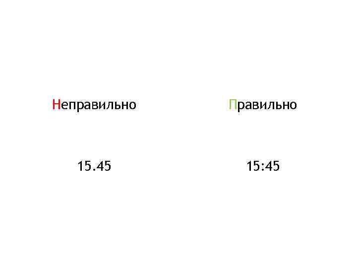 Неправильно Правильно 15. 45 15: 45 