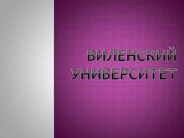 ВИЛЕНСКИЙ УНИВЕРСИТЕТ 