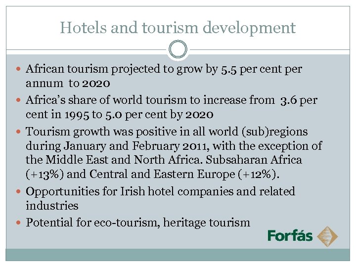 Hotels and tourism development African tourism projected to grow by 5. 5 per cent