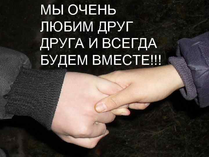 МЫ ОЧЕНЬ ЛЮБИМ ДРУГА И ВСЕГДА БУДЕМ ВМЕСТЕ!!! 