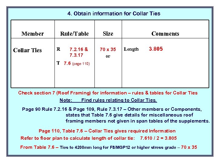 4. Obtain information for Collar Ties Member Collar Ties Rule/Table R 7. 2. 16