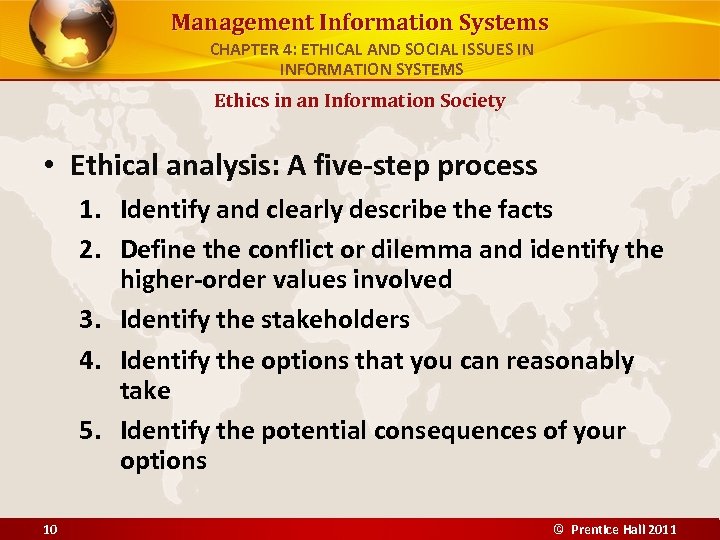 Management Information Systems CHAPTER 4: ETHICAL AND SOCIAL ISSUES IN INFORMATION SYSTEMS Ethics in
