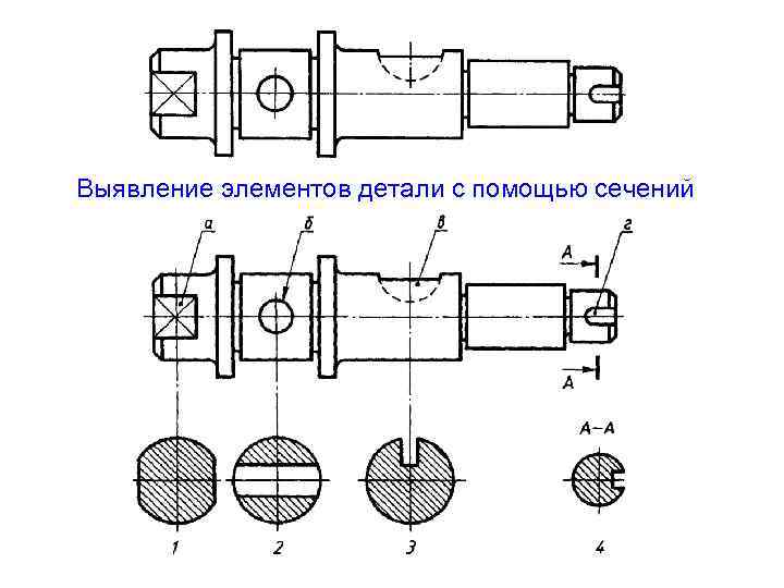 Выявление элементов детали с помощью сечений 