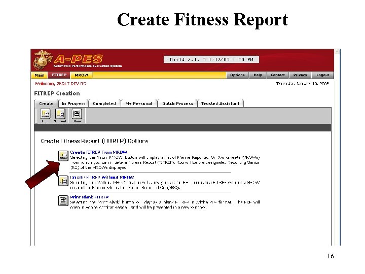 Create Fitness Report 16 