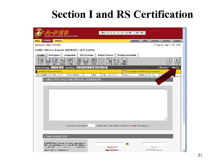 Section I and RS Certification 21 