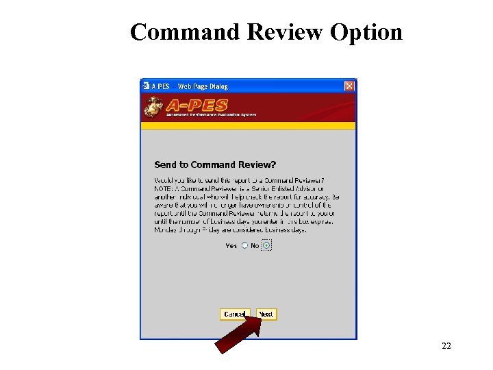 Command Review Option 22 