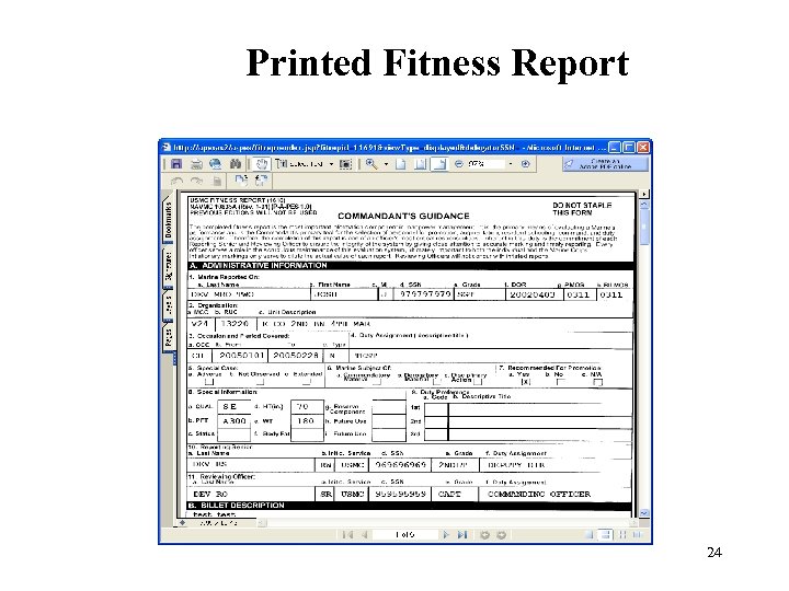 Printed Fitness Report 24 