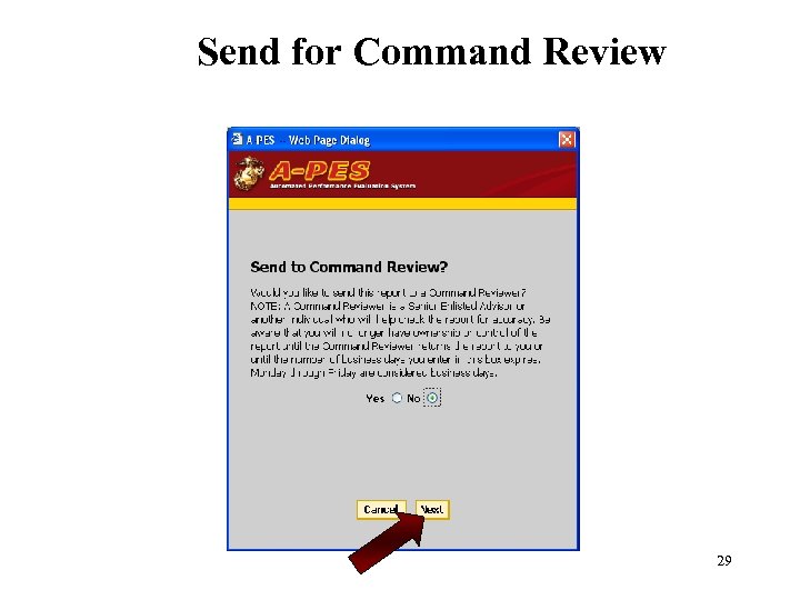 Send for Command Review 29 