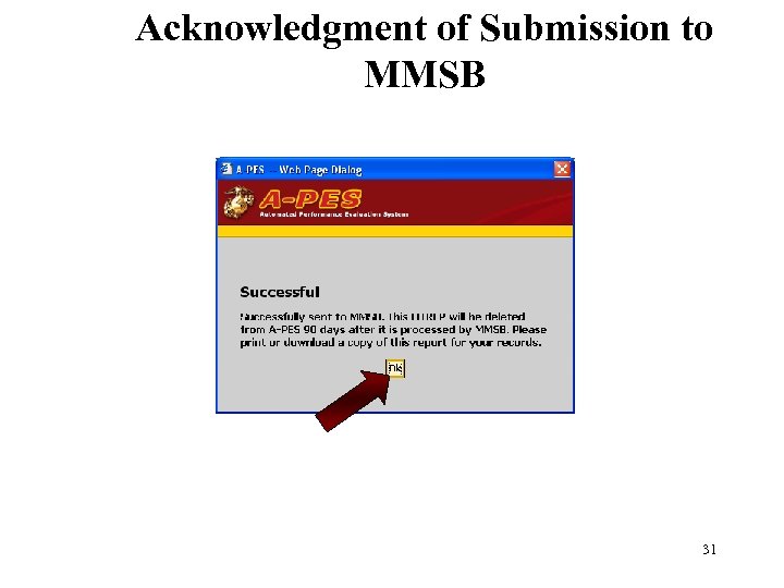 Acknowledgment of Submission to MMSB 31 