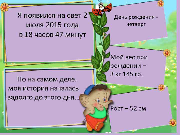 Я появился на свет 2 июля 2015 года в 18 часов 47 минут Но