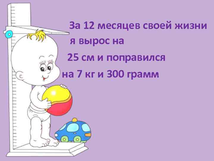 За 12 месяцев своей жизни я вырос на 25 см и поправился на 7