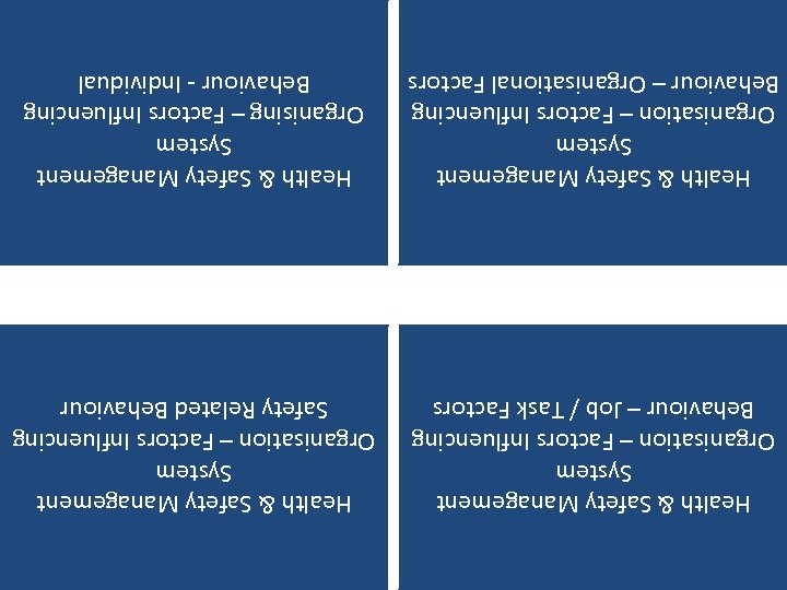Health & Safety Management System Organising – Factors Influencing Behaviour - Individual Health &