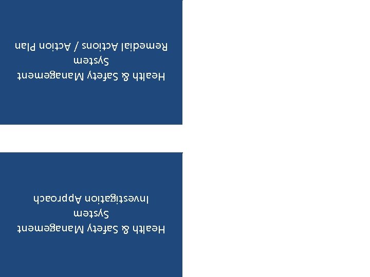 Health & Safety Management System Investigation Approach Health & Safety Management System Remedial Actions