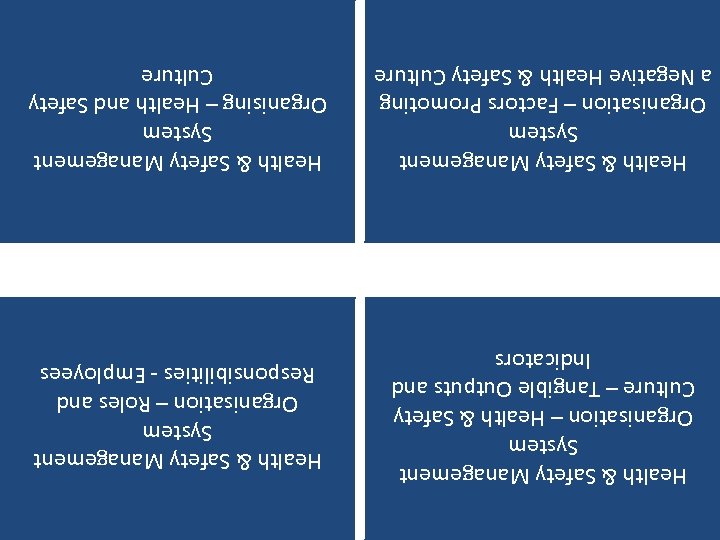 Health & Safety Management System Organising – Health and Safety Culture Health & Safety