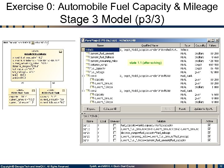 Exercise 0: Automobile Fuel Capacity & Mileage Stage 3 Model (p 3/3) state 1.
