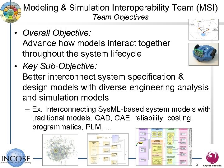 Modeling & Simulation Interoperability Team (MSI) Team Objectives • Overall Objective: Advance how models
