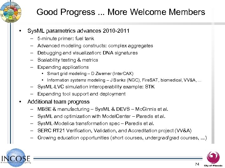 Good Progress. . . More Welcome Members • Sys. ML parametrics advances 2010 -2011