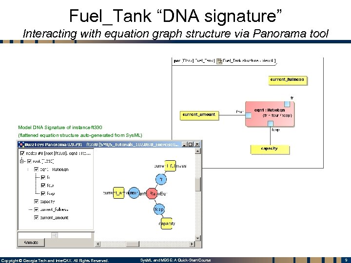 Fuel_Tank “DNA signature” Interacting with equation graph structure via Panorama tool Model DNA Signature