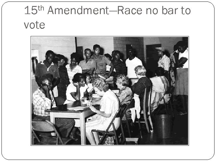 15 th Amendment—Race no bar to vote 