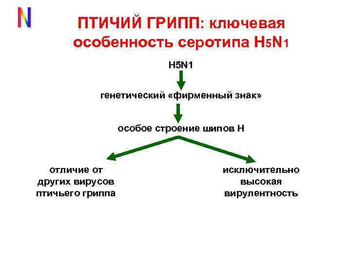 ПТИЧИЙ ГРИПП: ключевая особенность серотипа H 5 N 1 Н 5 N 1 генетический