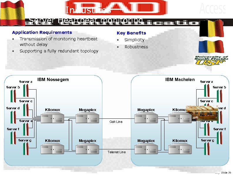 Service Industries Server Heartbeat monitoring Application Requirements Key Benefits • • Simplicity • Robustness