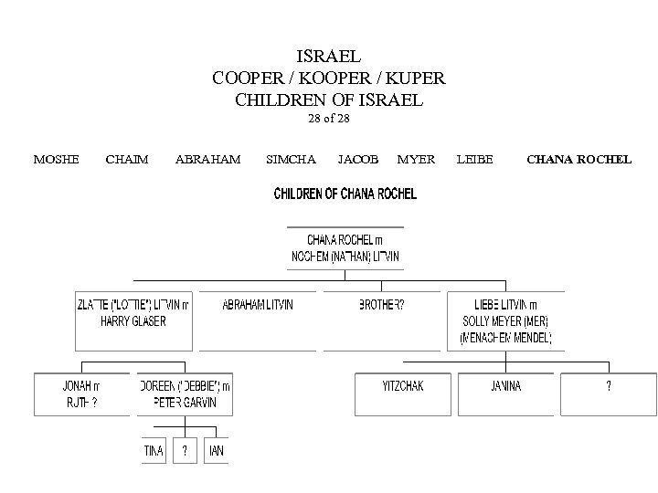 ISRAEL COOPER / KUPER CHILDREN OF ISRAEL 28 of 28 MOSHE CHAIM ABRAHAM SIMCHA