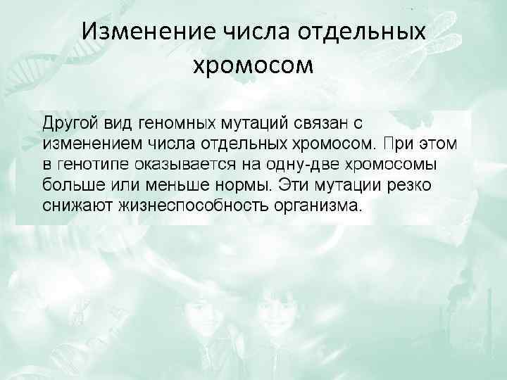 Изменение числа отдельных хромосом 